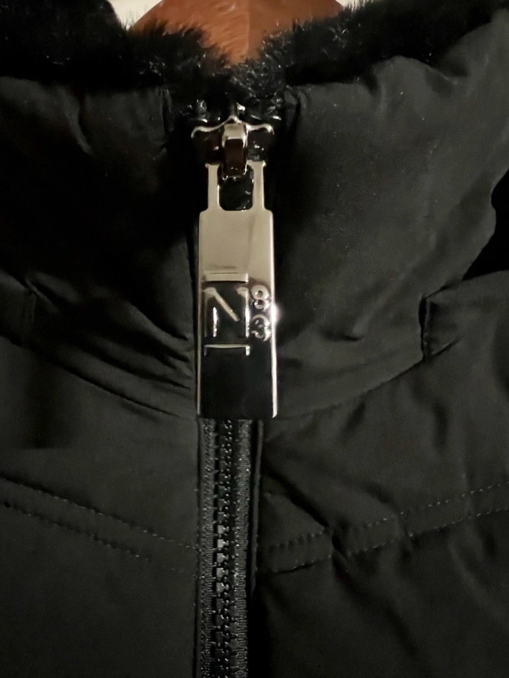 Nautica Black Hooded Puffer with Faux-Fur Trim - Picture 6 of 7